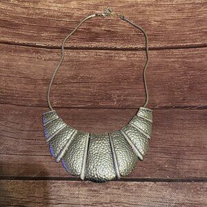 Vintage Robert Rose Silver Tone Bib Statement Necklace Hammered